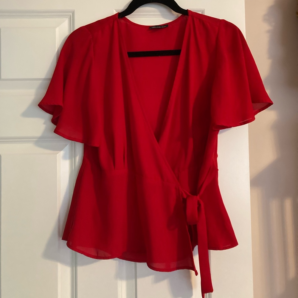 Wrap red blouse